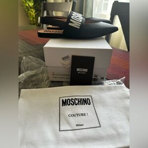 Moschino Black Sling Flats Size 8